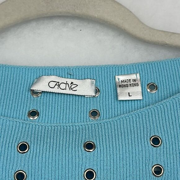 Cache Metal Studded Sweater Long Sleeves Sz L - Picture 5 of 8